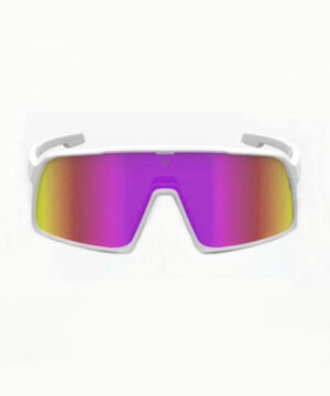 Спортивные очки в белой оправе с розовыми линзами